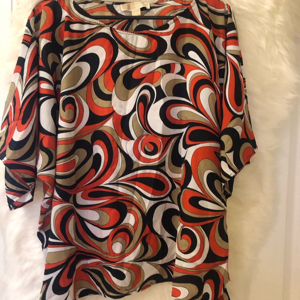 NWOT Michael Kors Pattern Side Tie Blouse Top